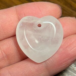 Clear quartz heart shaped worry stone pendant